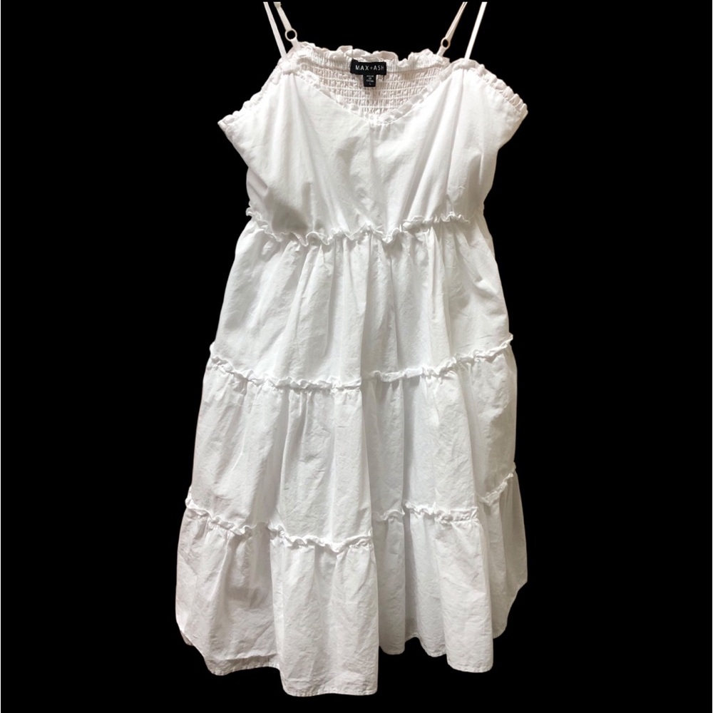 MAX + ASH Elegant‎ White Layered Dress Size Large.Spaghetti Straps sundress.